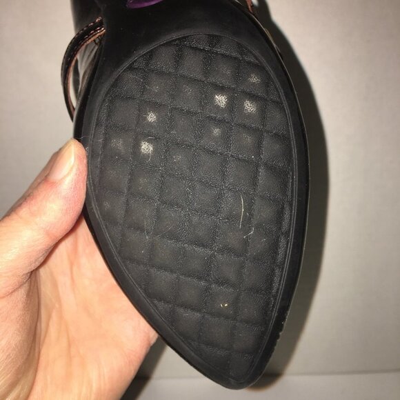 Me Too Chocolate Brown Heels 3 Inch Patent Strap/Buckle - Picture 12 of 13